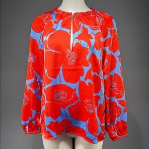 Sugarlips Vibrant Red and Blue Floral Blouse (rack 15)
